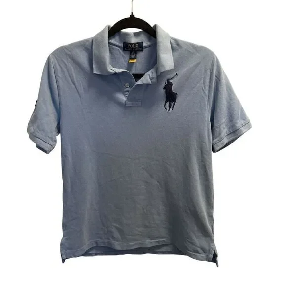 Boys large Polo Ralph Lauren blue polo top - Picture 1 of 4